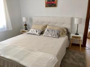 洛格罗尼奥La Campa 7.2的卧室配有一张带两个枕头的大白色床