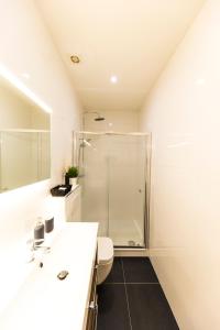 Kessel-LoB&B Daya的带淋浴和卫生间的白色浴室