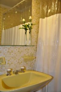 布宜诺斯艾利斯佩蒂特雷科莱塔酒店的浴室设有黄色水槽和花瓶