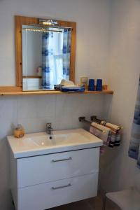 安娜贝格-布赫霍尔茨Ferienwohnung Werner的一间带水槽和镜子的浴室