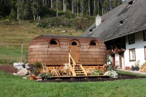 VöhrenbachIgluhut Tiny House Winterberghof的房屋前方的大型木屋