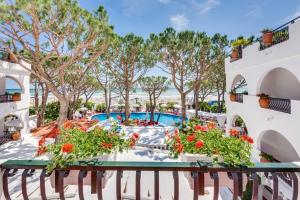 利多迪耶索罗Park Hotel Agora的从度假村的阳台上可欣赏到游泳池的景色