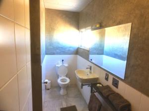 索利泰尔Solitaire Roadhouse的一间带卫生间和水槽的浴室