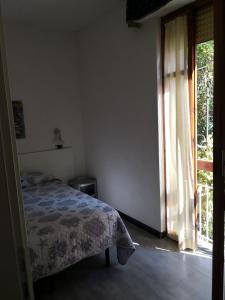 蒙特罗索阿尔马雷阿尔伯格卡鲁吉奥酒店的一间卧室设有一张床和一个大窗户