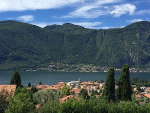 曼德洛德拉廖Villa Monte Bianco的享有湖泊前的城镇美景