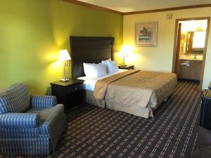 莫米美洲最佳价值旅馆莫米/托莱多的配有一张床和一把椅子的酒店客房