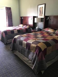 中心城市CCI Express Inn的酒店客房,设有两张床和一盏灯
