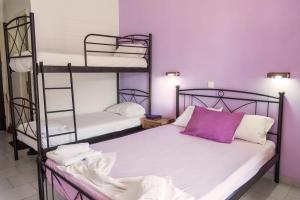 维塔拉戴斯安特塔别墅旅馆的紫色墙壁客房内的两张双层床