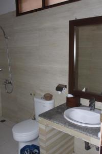 BaubauNirwana Buton Villa的一间带卫生间、水槽和镜子的浴室