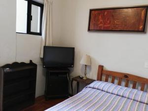 瓜达拉哈拉奥尔加格瑞达B&B旅馆的一间卧室配有一张床和一台平面电视
