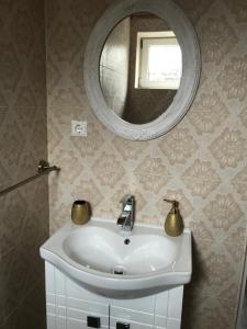 普洛耶什蒂Home Simoni的一间带水槽和镜子的浴室