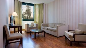 拉斯·罗萨斯·德·马德里Apartamentos TH Las Rozas的客厅配有沙发、椅子和桌子