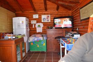 诺诺Las Esmeraldas的小木屋内带电视的厨房