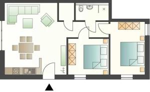 奥斯特西巴德钦诺维茨Villa Marin Wohnung 07的房屋平面图
