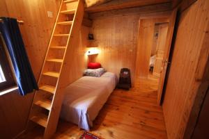 蒙特里永Chalet Marion的小房间,设有床和梯子