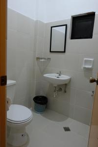 科隆Bangles Homestay的一间带卫生间和水槽的浴室