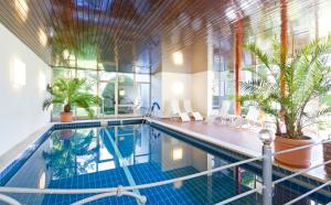 加尔米施-帕滕基兴维特尔斯巴赫尔瑞诗高级酒店的一座种植了植物的游泳池