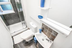 伦敦City view flat @ Liverpool st.的一间带卫生间和水槽的小浴室