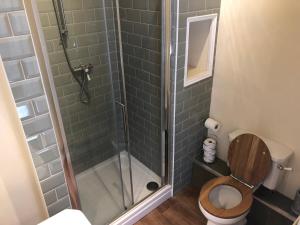 刘易斯The Dorset的带淋浴、卫生间和盥洗盆的浴室