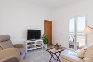 阿尔库迪亚Sa Marina的带沙发和电视的客厅