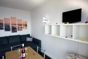阿德耶Paraiso del Sur的客厅配有沙发和墙上的电视