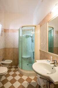 亚历山德里亚欧罗巴酒店的带淋浴、盥洗盆和卫生间的浴室