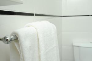 奥拉迪亚Vine Rooms的浴室毛巾架上的毛巾