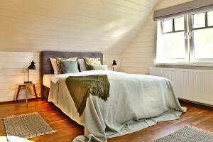哈普萨卢Holmi Maja的一间卧室设有一张床和一个窗口