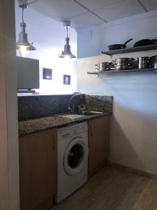 莱斯卡瑟斯-达尔卡纳Lo Chalet的厨房配有洗衣机和水槽