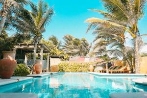 图卢姆萨玛斯酒店的一座棕榈树环绕的游泳池