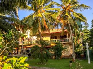 本托塔香格里兰卡别墅酒店的前面有棕榈树的酒店
