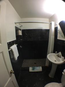 拉斯维加斯斯特灵花园酒店的一间带水槽、卫生间和淋浴的浴室