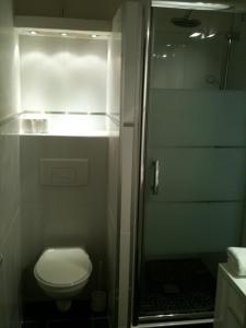 马赛豪德科林斯酒店的一间带卫生间和淋浴的小浴室