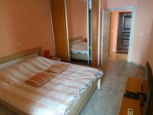 多布拉沃达Apartment Sea Space的一间卧室配有一张床和镜子