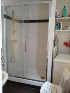 斯特拉斯堡Le Quai 2的浴室里设有玻璃门淋浴