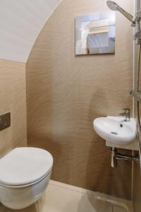 切尔滕纳姆Campion Glamping Pod的一间带卫生间和水槽的浴室