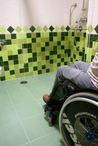 科迪加纳火焰山酒店的轮椅使用者在带淋浴的浴室里
