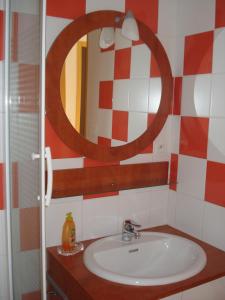 RégatGîte du Tarbésou的一间带水槽和镜子的浴室