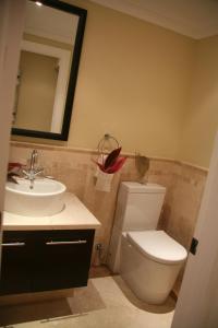 格雷斯湾中庭度假酒店的一间带水槽、卫生间和镜子的浴室