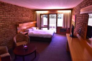 福林德斯弗林德斯湾汽车旅馆 的酒店客房设有一间带一张床和电视的卧室