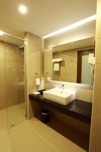 怡保欣悦酒店的一间带水槽和镜子的浴室
