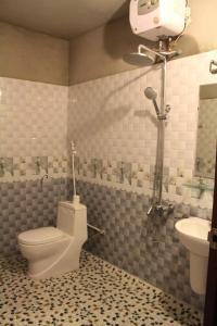 萨帕Sapa Orange Homestay的一间带卫生间和水槽的浴室