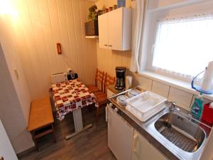 ZirchowFerienwohnung Zirchow USE 3031的一个带水槽和桌子的小厨房