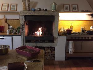 叙兹拉鲁斯Les Aiguières en Provence的厨房配有烤箱及壁炉