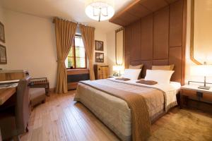 奥托亚克奇格勒奥托亚克酒店 - 罗莱夏朵的一间卧室配有一张大床和一张书桌