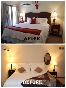 New Haven雪松溪酒店的两张带床的酒店客房照片