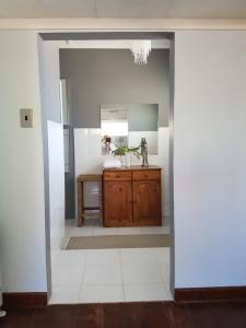 布拉瓦约Burnham Road Suite Guest House的一间带水槽和镜子的浴室