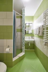 布克维Zlata的绿色浴室设有水槽和淋浴
