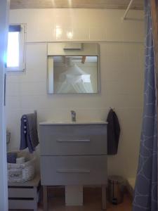 德拉吉尼昂la souquette的一间带水槽和镜子的浴室