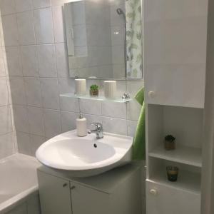 拉尔Sulzberg的白色的浴室设有水槽和镜子